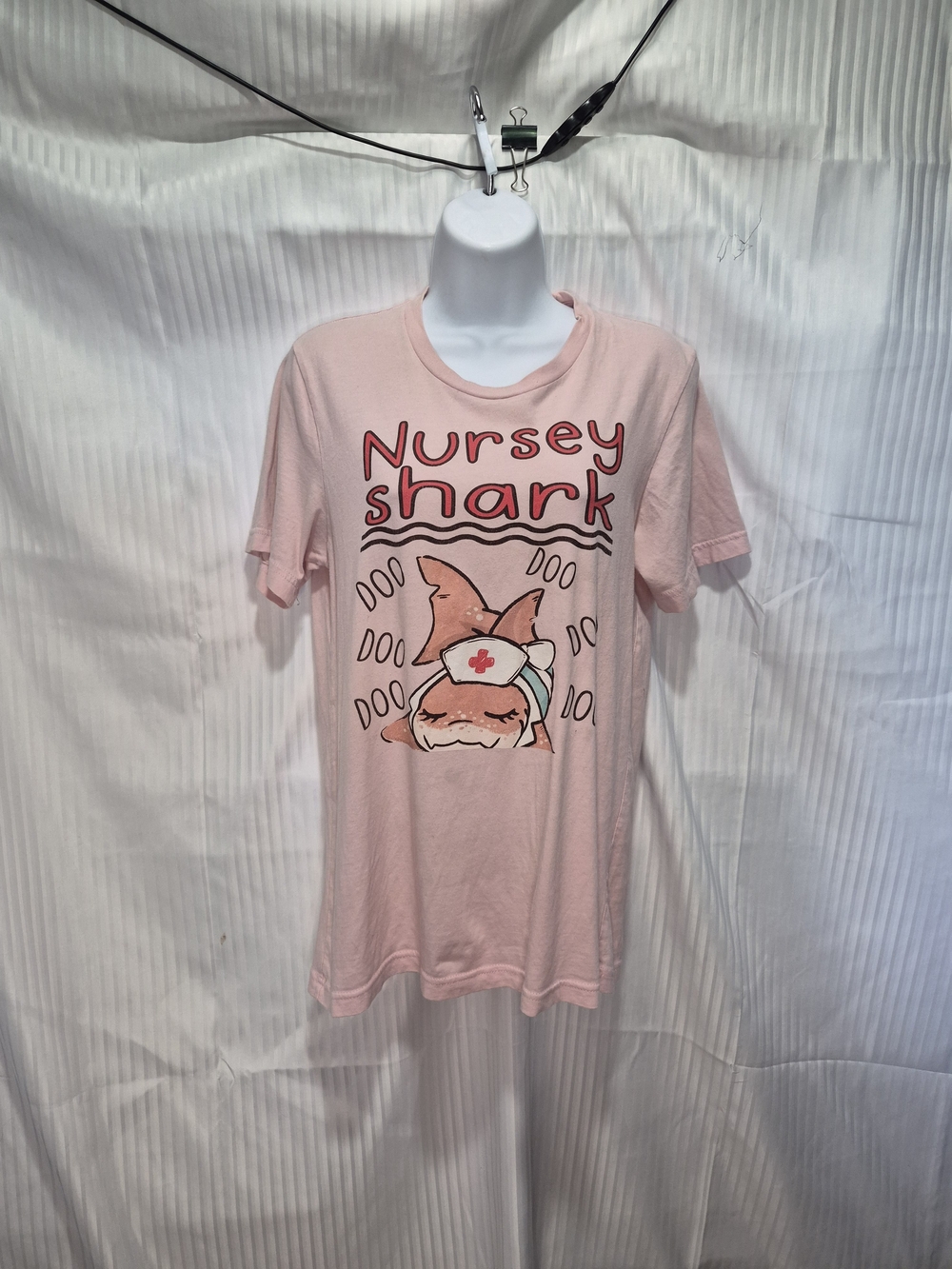 Bella Canvas Pink 'Nursey Shark' Graphic Tee Size Small